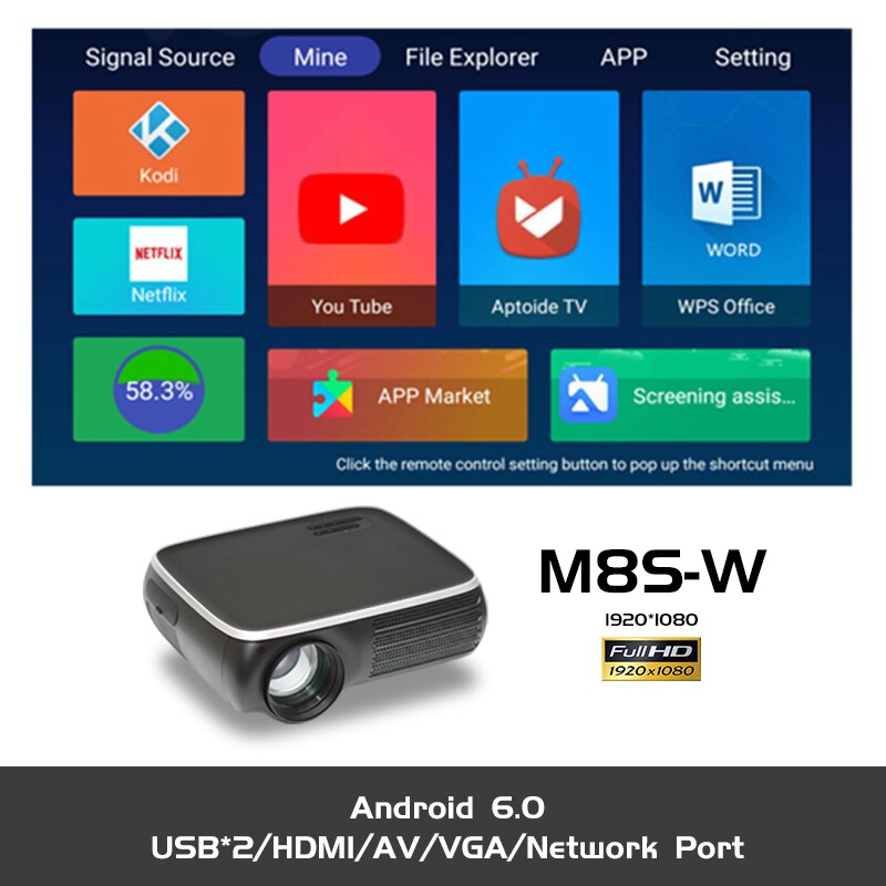 REAL TV M8S Full HD 1080P Projector 4K 7000 Lumens Cinema Beamer REAL TV M8S Full HD 1080P Projector 4K 7000 Lumens Cinema Beamer