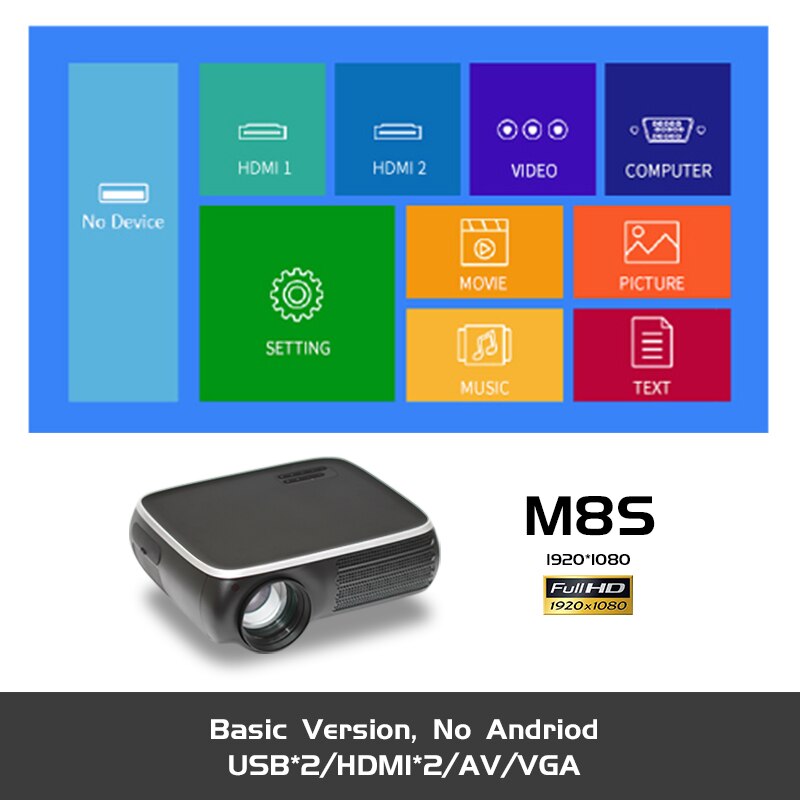 REAL TV M8S Full HD 1080P Projector 4K 7000 Lumens Cinema Beamer REAL TV M8S Full HD 1080P Projector 4K 7000 Lumens Cinema Beamer