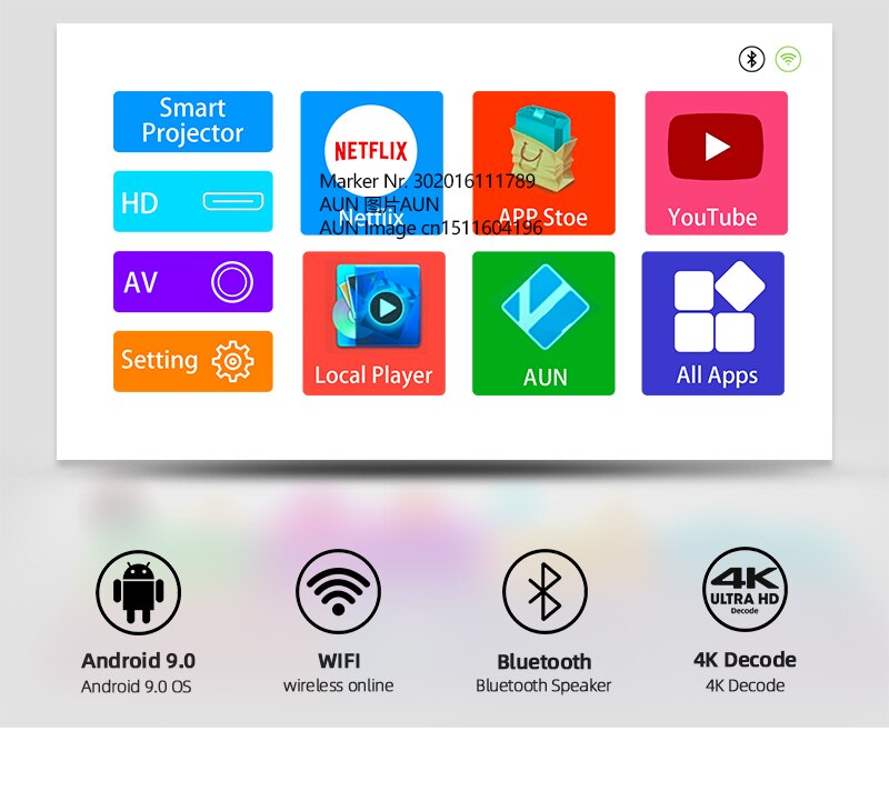 AUN ET40 Projector Full HD LED Beamer Android 9 MINI Projector 4k AUN ET40 Projector Full HD LED Beamer Android 9 MINI Projector 4k