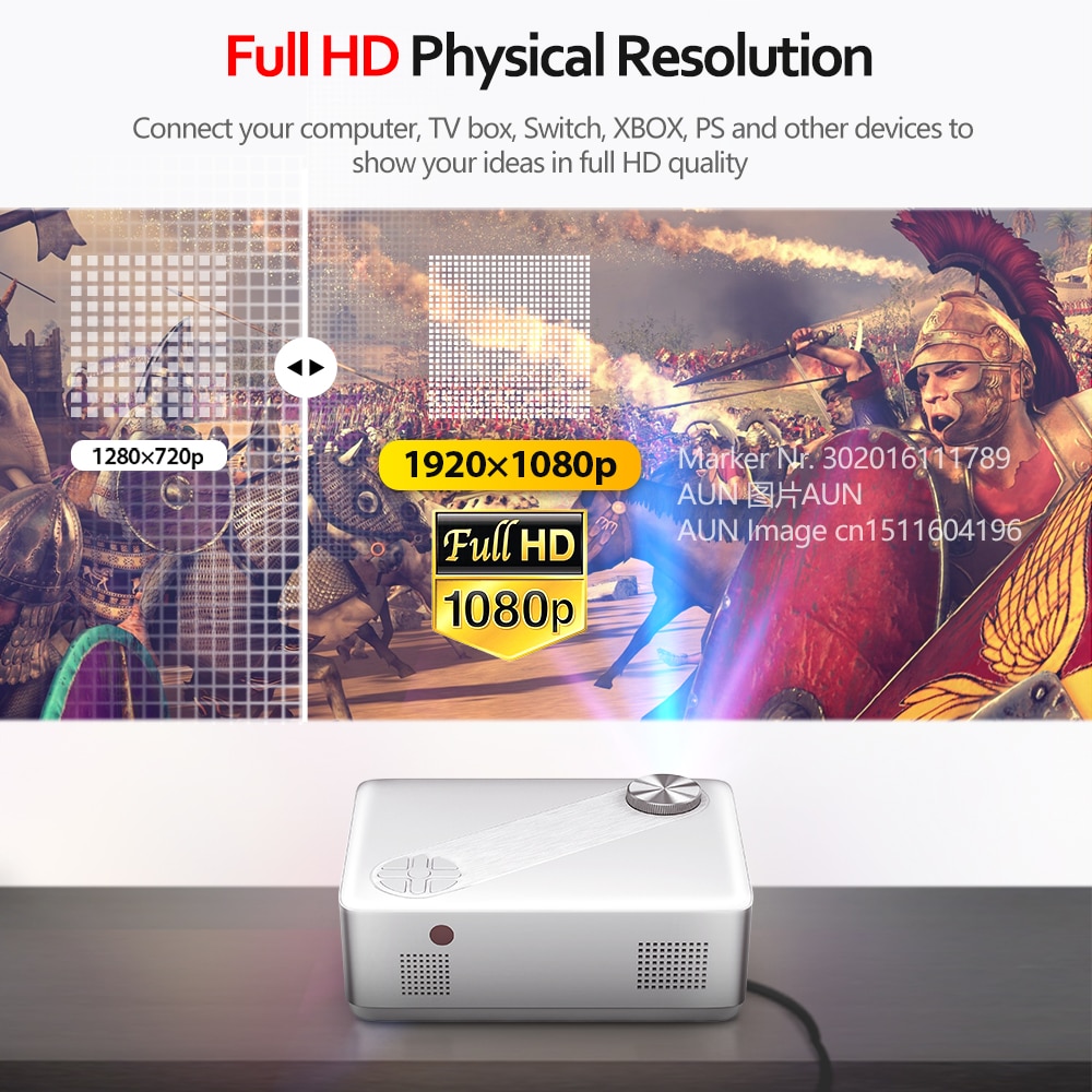 AUN Full HD Projector AKEY8 Android 9 Video Projector 4K