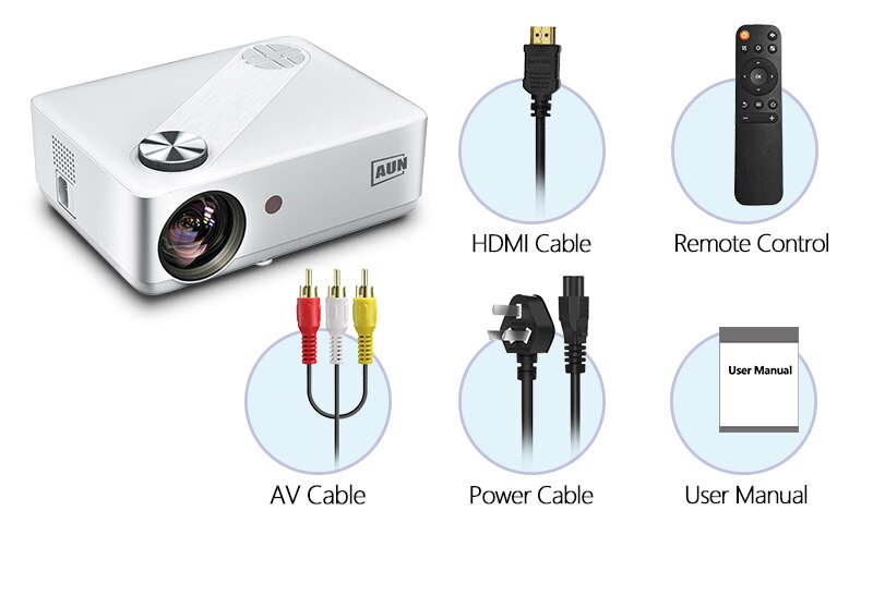 AUN Full HD Projector AKEY8 Android 9 Video Projector 4K AUN Full HD Projector AKEY8 Android 9 Video Projector 4K