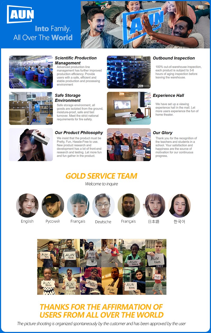 AUN Full HD Projector AKEY8 Android 9 Video Projector 4K AUN Full HD Projector AKEY8 Android 9 Video Projector 4K