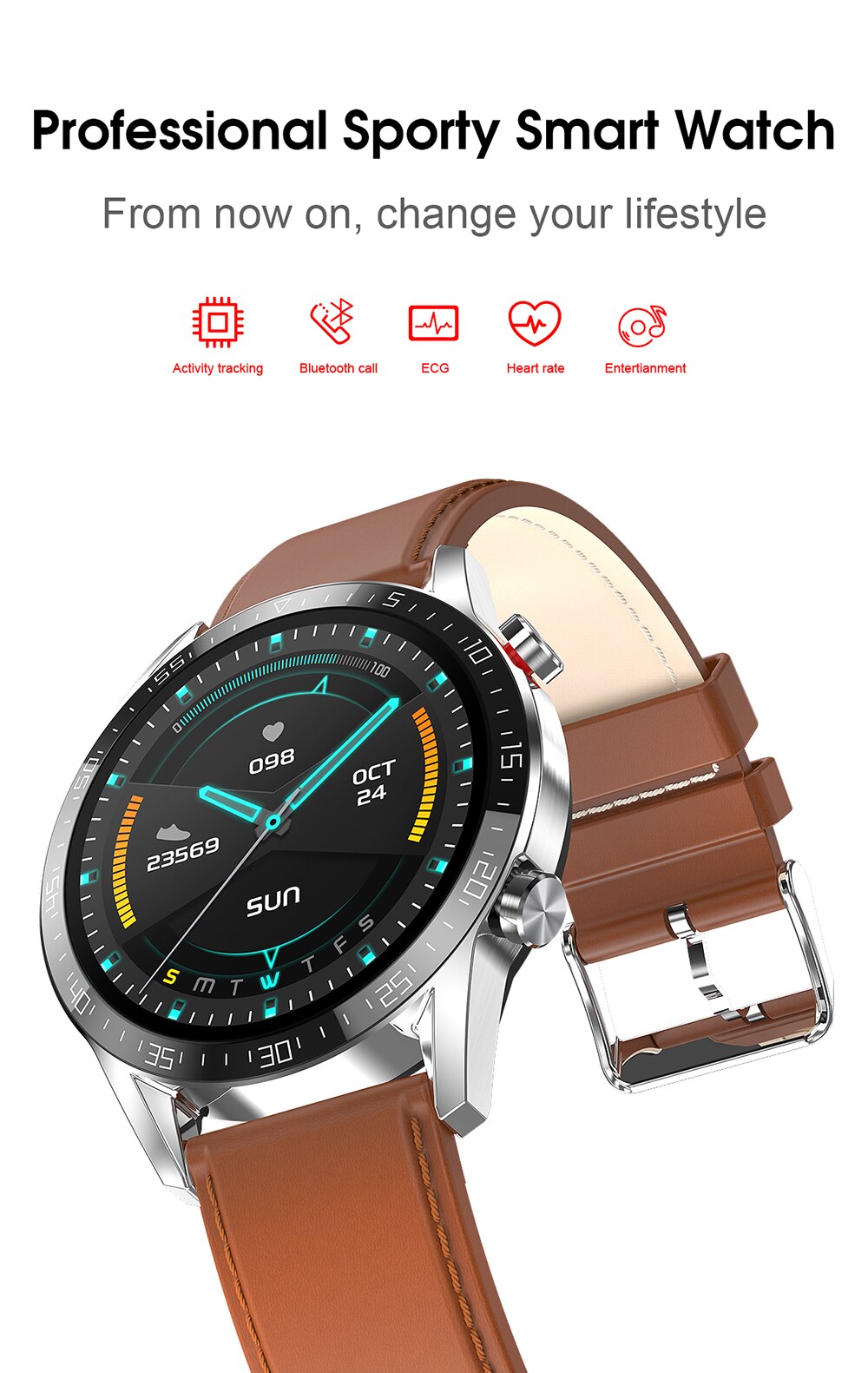 New L13 Smart Watch Men IP68 Waterproof ECG PPG Bluetooth