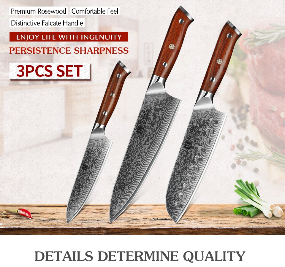 Kitchen Knife Sets Japanese forged Damascus