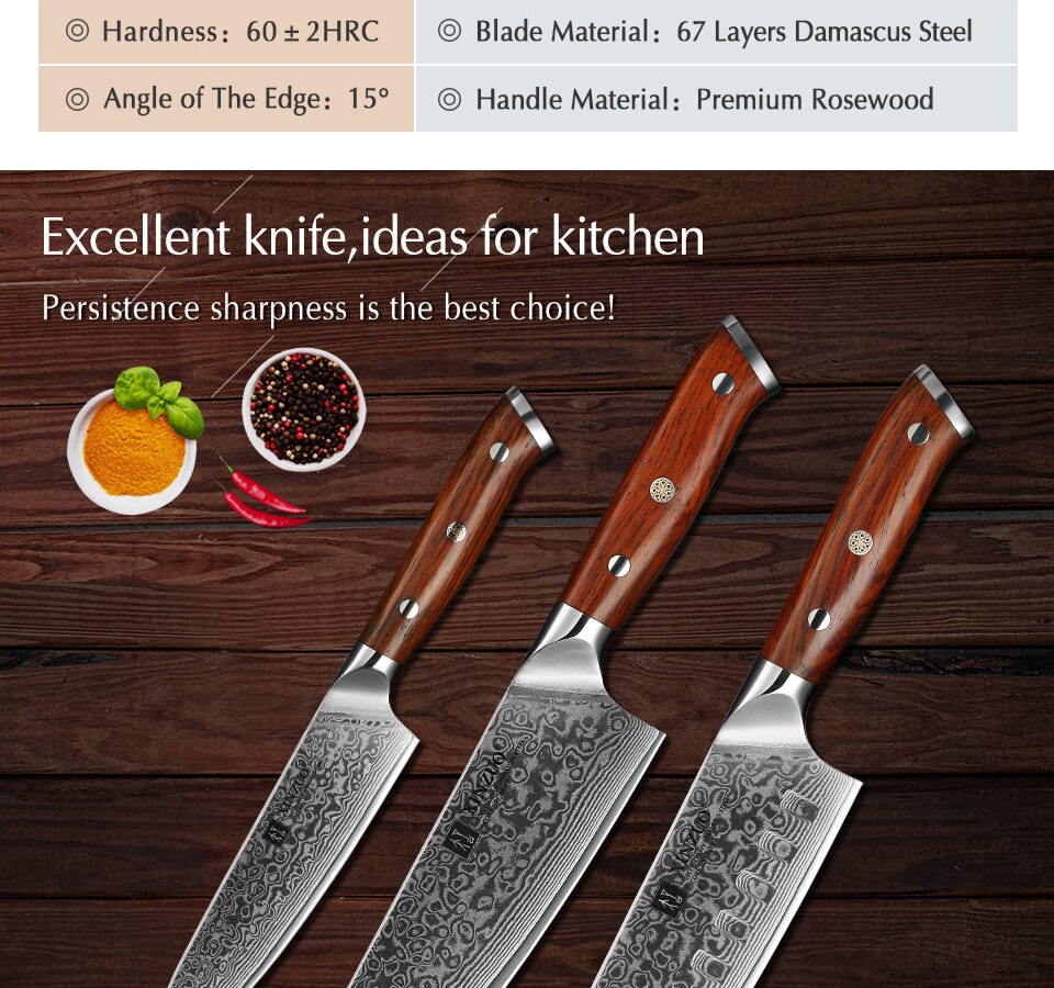 Kitchen Knife Sets Japanese forged Damascus