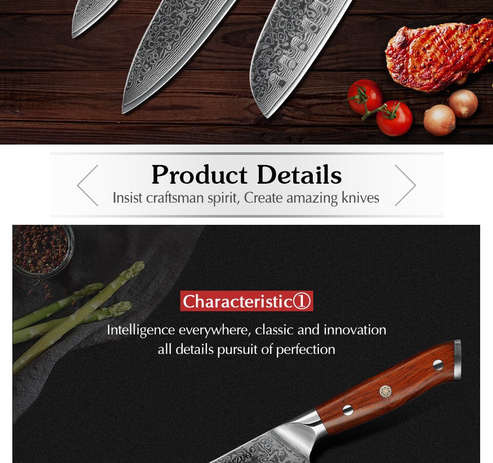 Kitchen Knife Sets Japanese forged Damascus