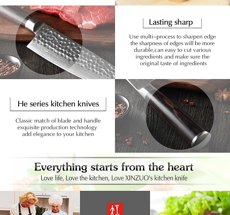 Stainless Steel Sharp Chef Santoku Nakiri