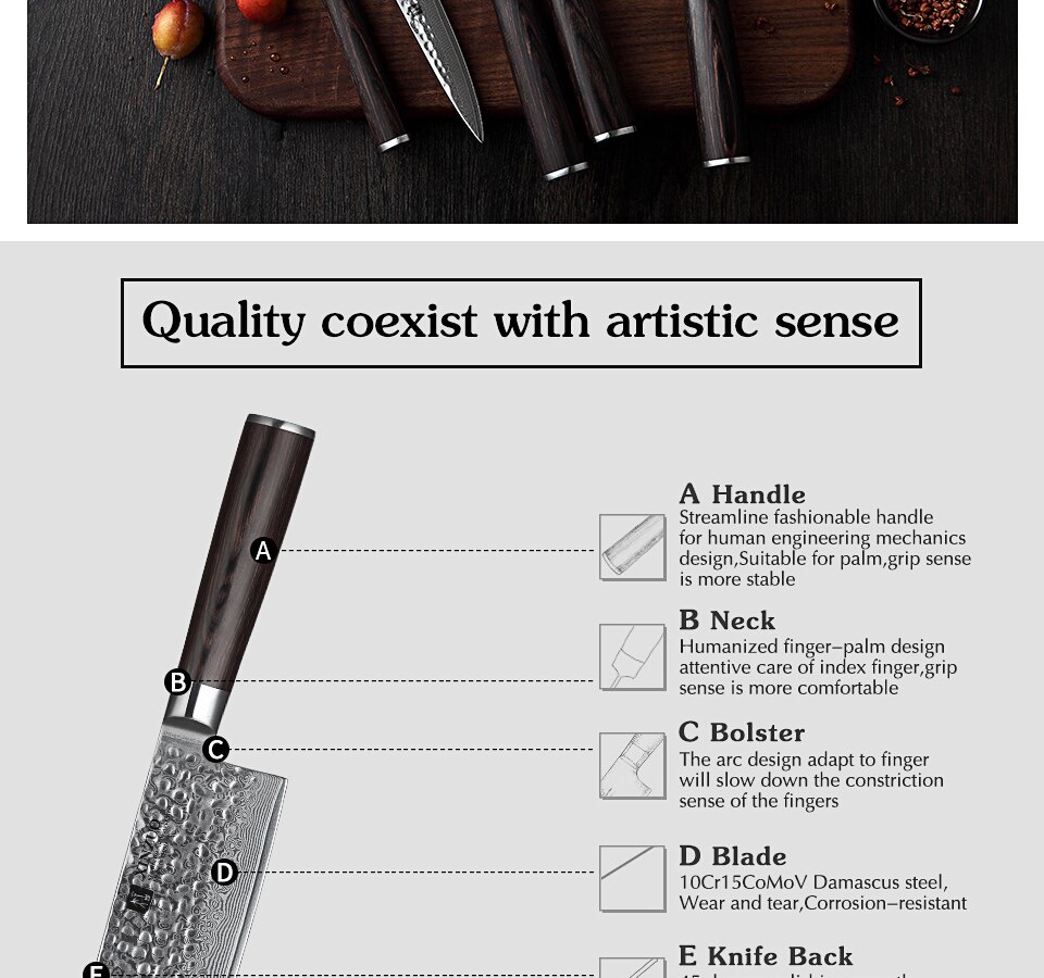 Stainless Steel Sharp Chef Santoku Nakiri