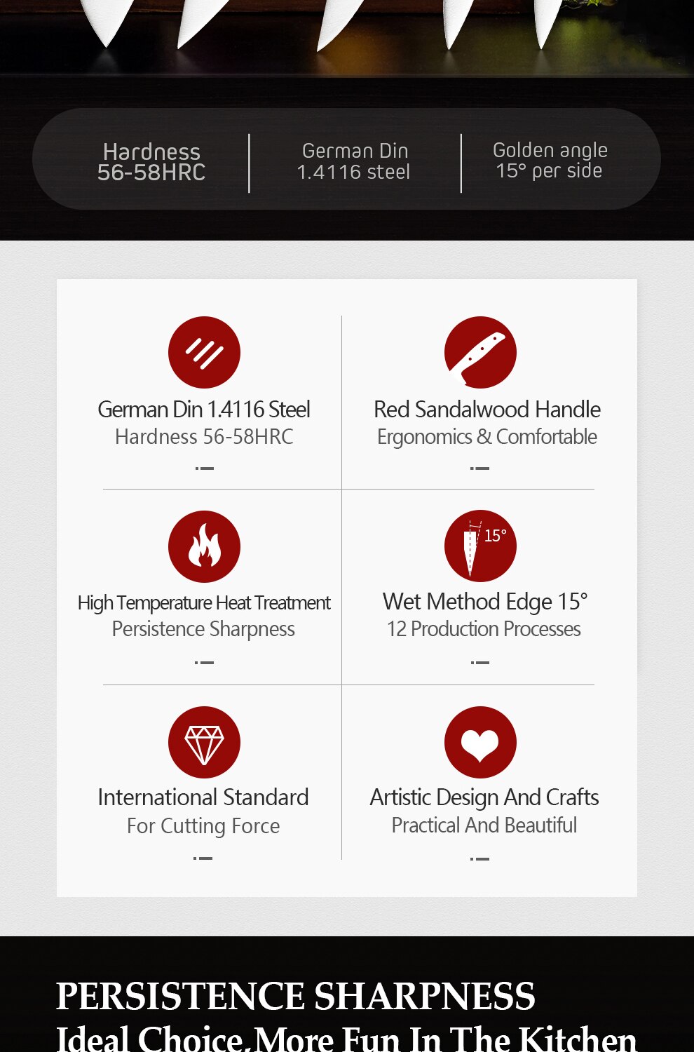 Chef Knife Germany 1.4116 Stainless Steel 1PCSor5PCS Kitchen Knife Sets