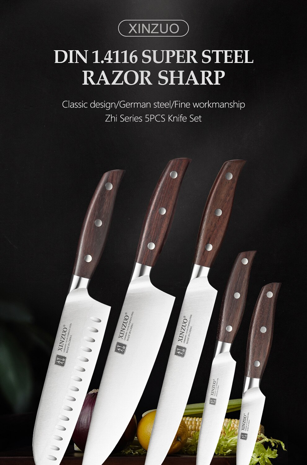 Chef Knife Germany 1.4116 Stainless Steel 1PCSor5PCS Kitchen Knife Sets