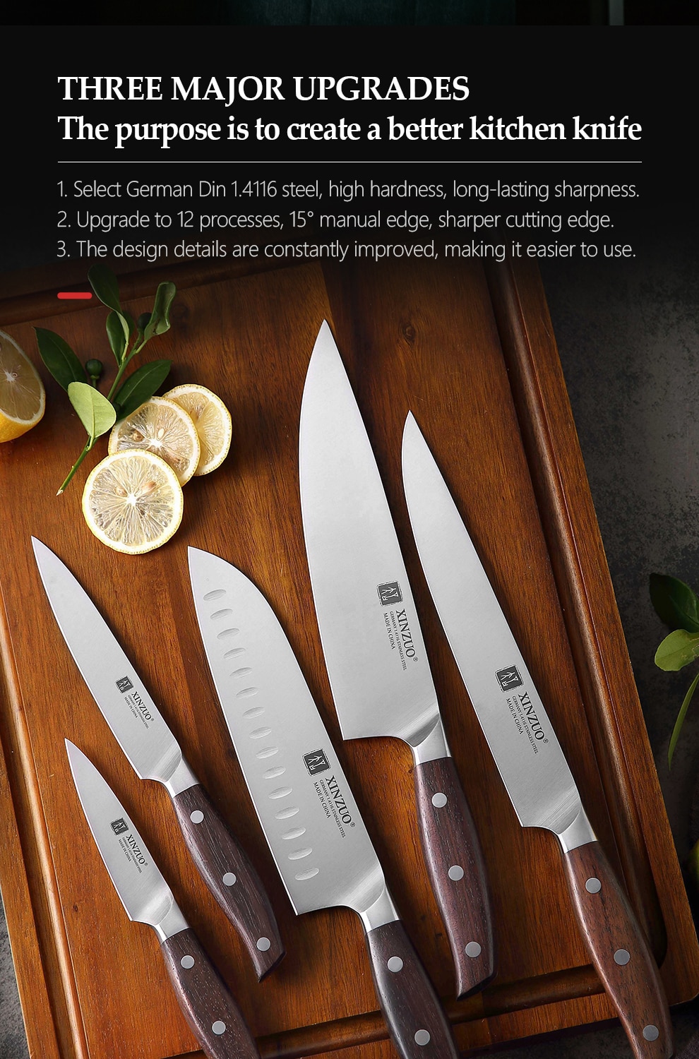 Chef Knife Germany 1.4116 Stainless Steel 1PCSor5PCS Kitchen Knife Sets