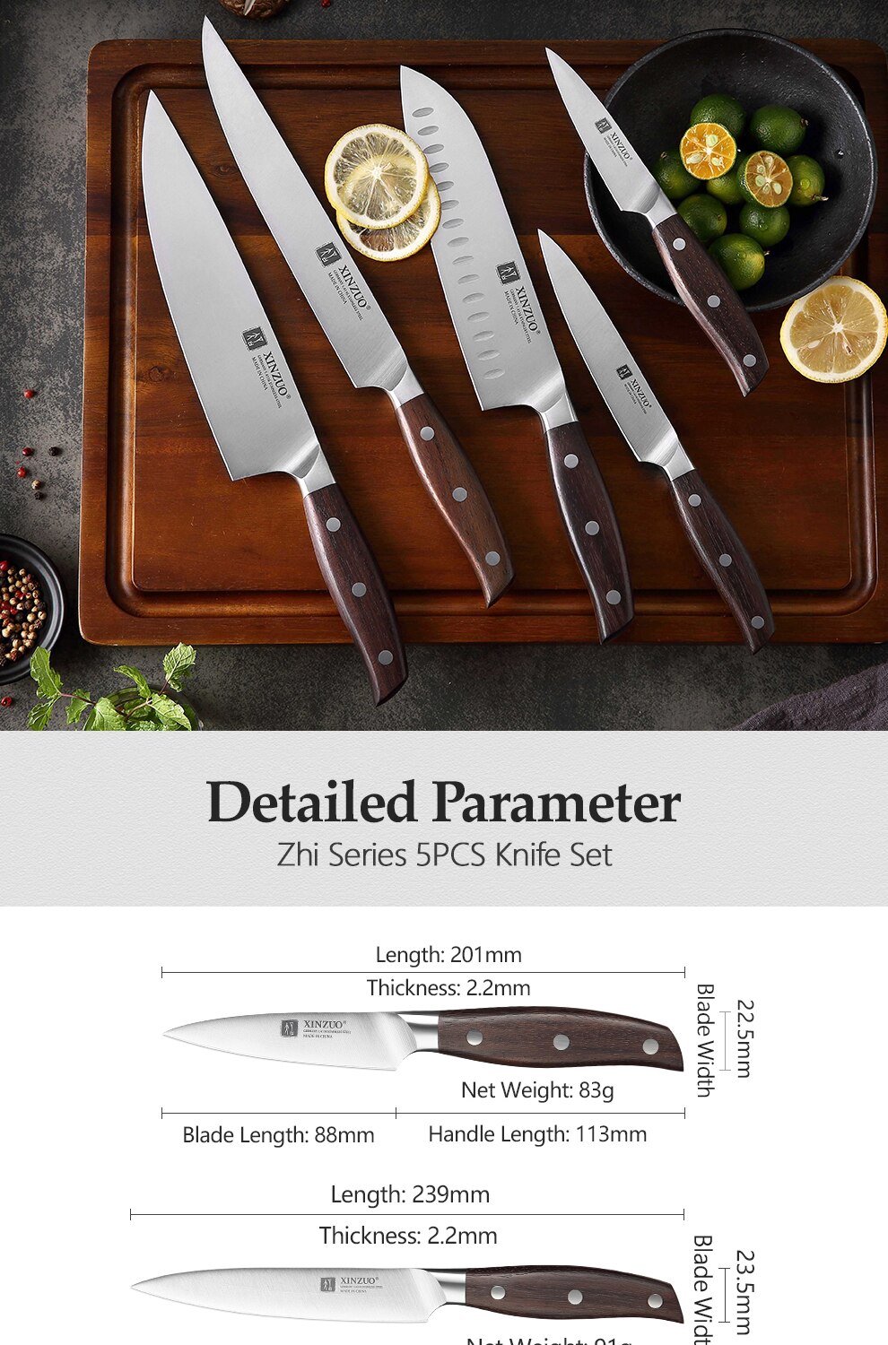 Chef Knife Germany 1.4116 Stainless Steel 1PCSor5PCS Kitchen Knife Sets