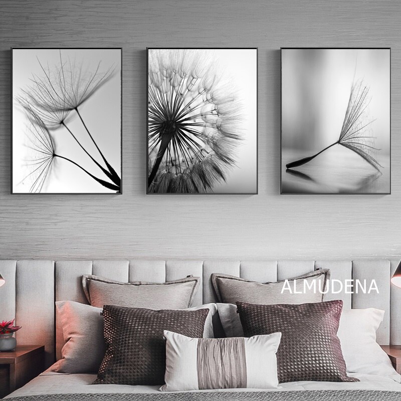 Dandelion Flower Canvas Painting Modern Black Dandelion Flower Canvas Painting Modern Black