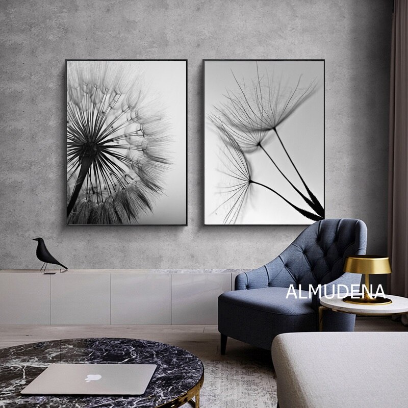 Dandelion Flower Canvas Painting Modern Black Dandelion Flower Canvas Painting Modern Black