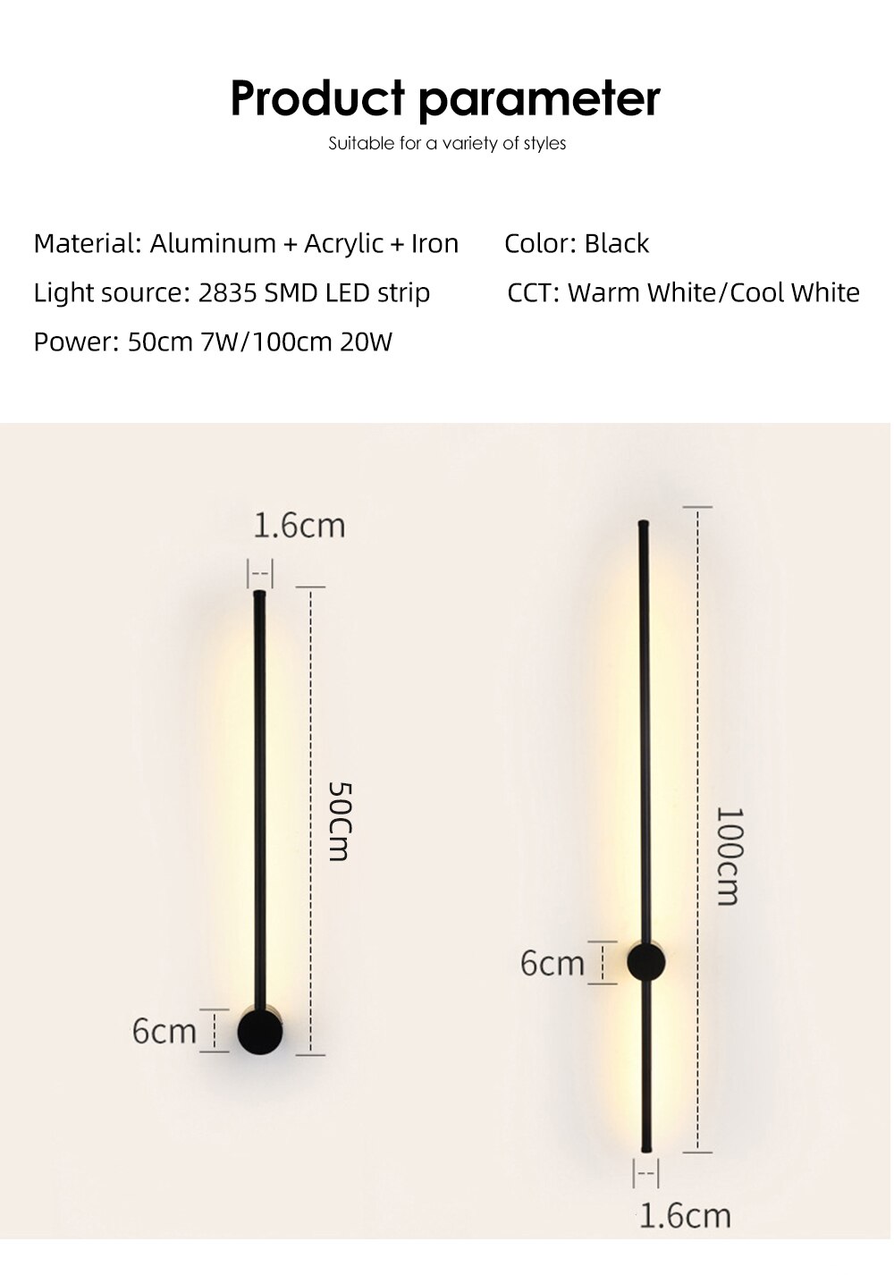 Modern Minimalist Long Led Wall Lamp