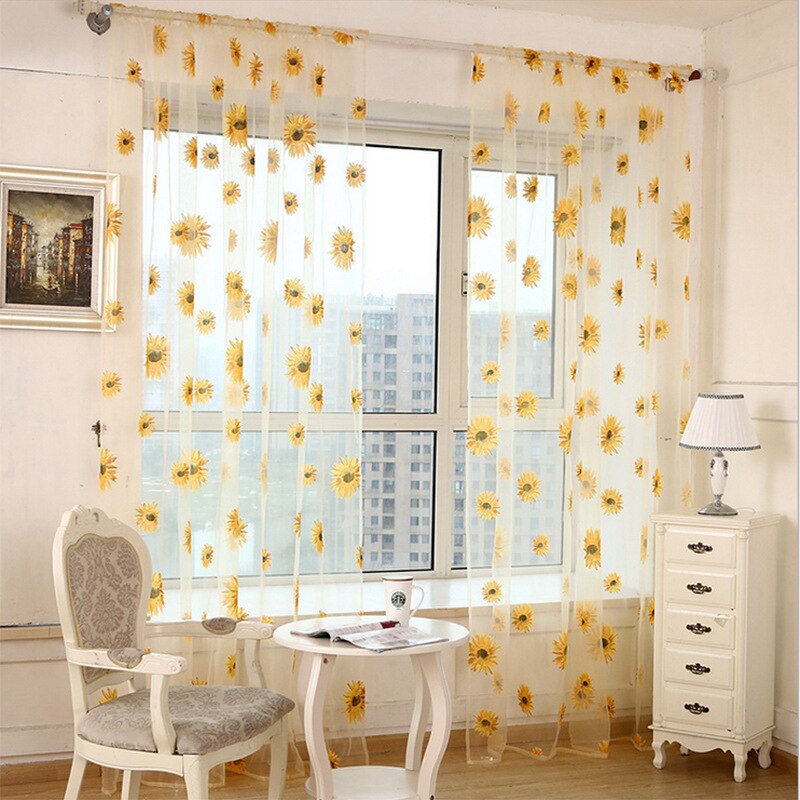 Sun Flower Curtains Tulle Decorative Sun Flower Curtains Tulle Decorative