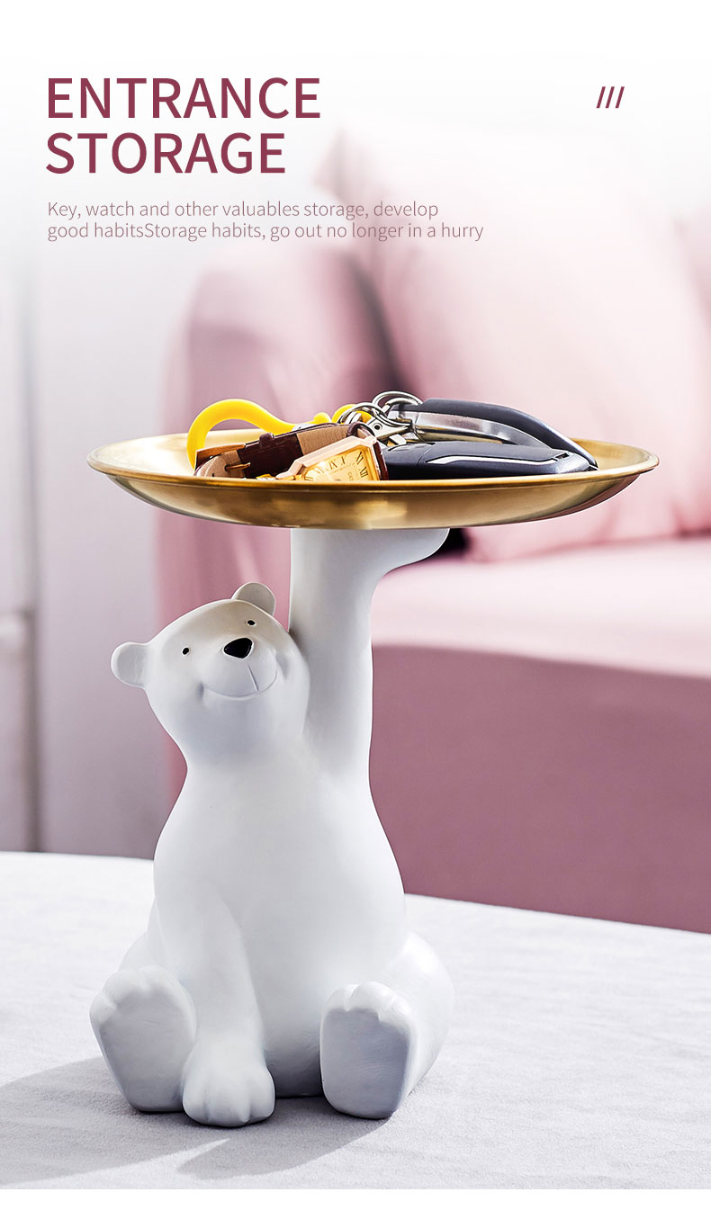 Creative White Bear Statue Storage