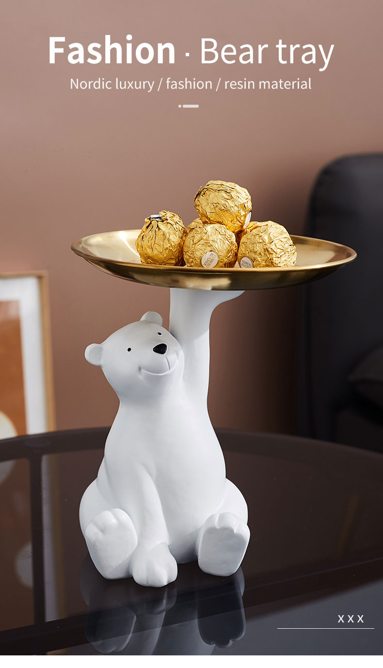 Creative White Bear Statue Storage