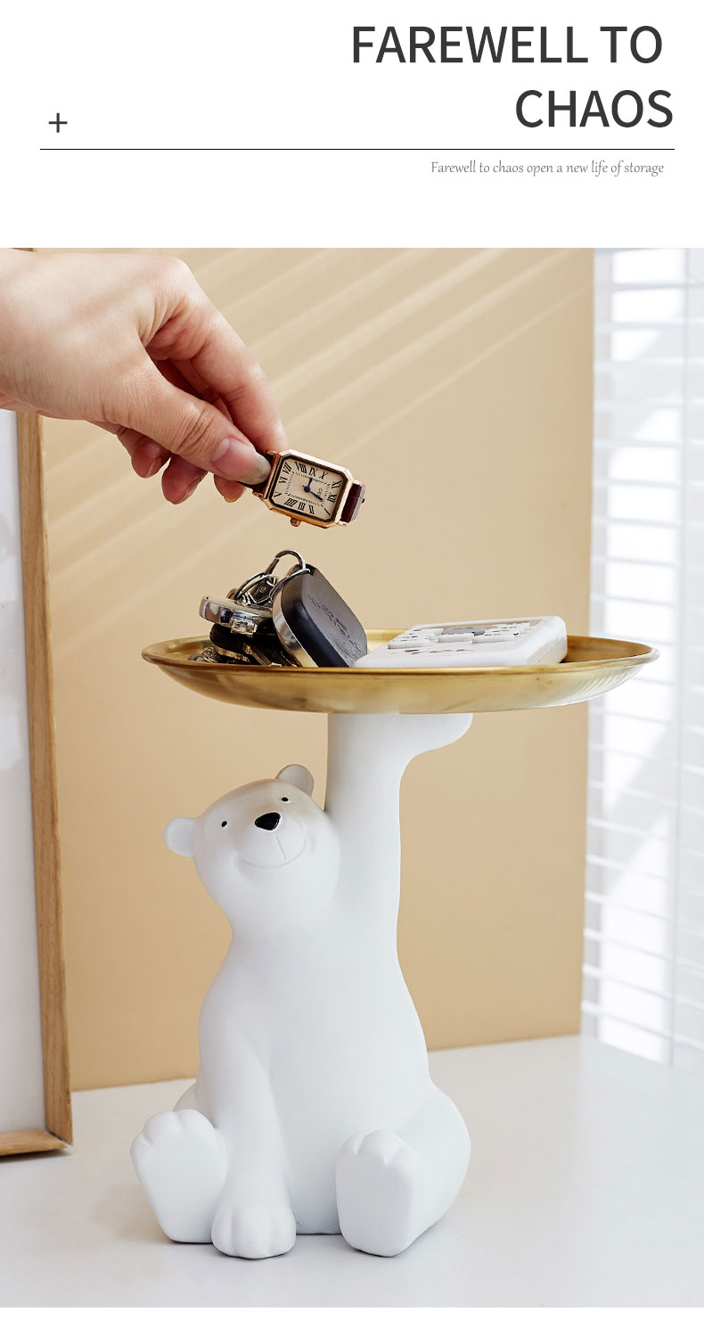 Creative White Bear Statue Storage