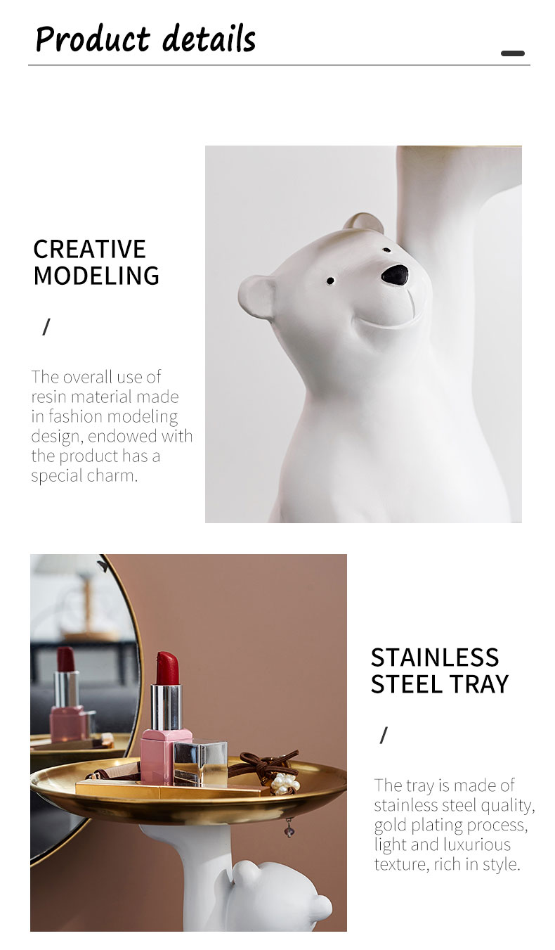 Creative White Bear Statue Storage