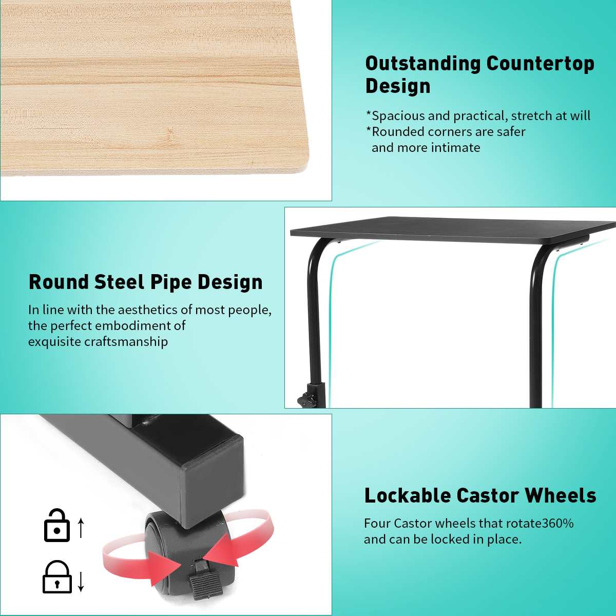 Wood Adjustable Height Mobile Computer