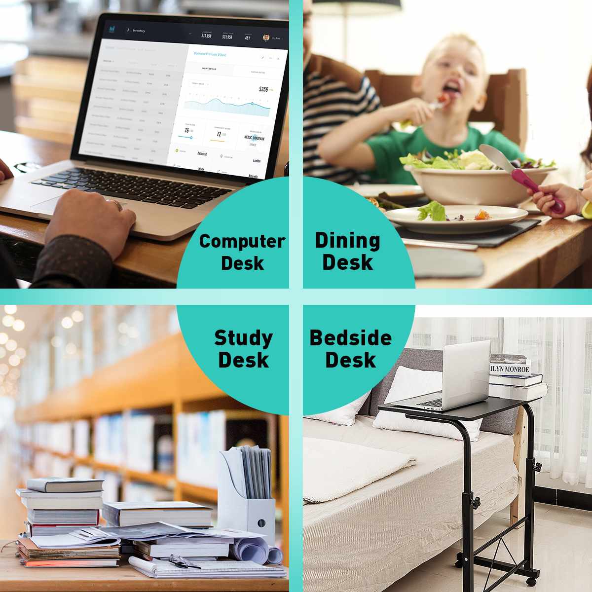 Folding Table Bedside Desk Laptop Desk