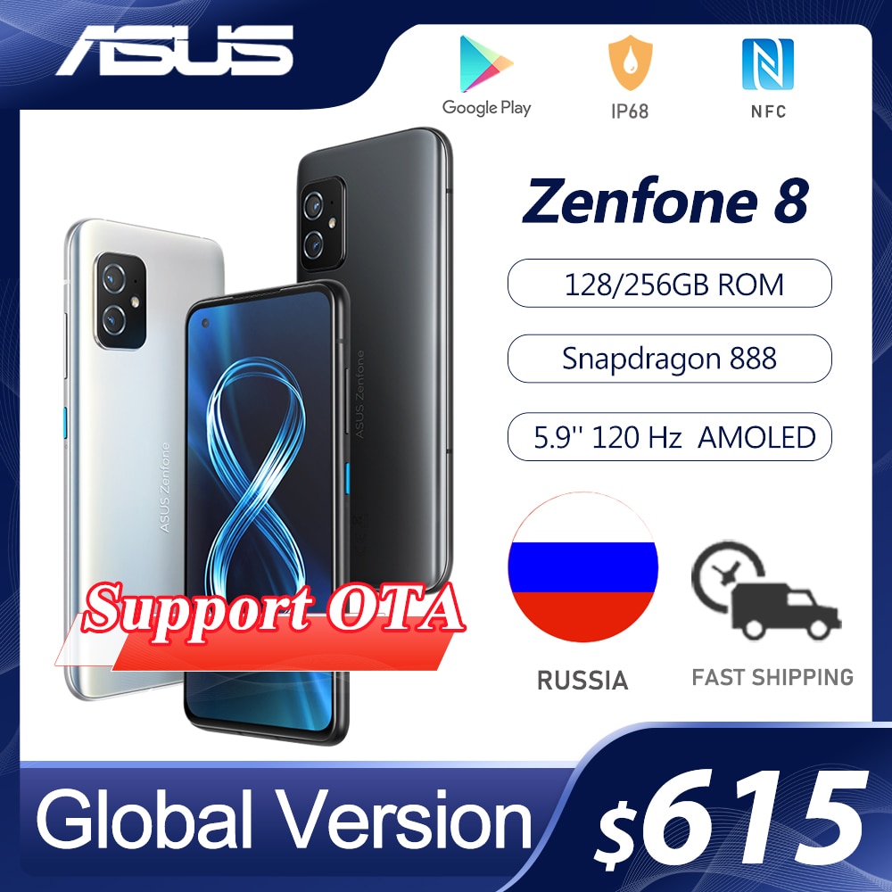 2021 NEW ASUS Zenfone 8 Global Version Snapdragon 888 8/16GB RAM 128/256GB ROM 5.9” IP68 Water-Proof Android