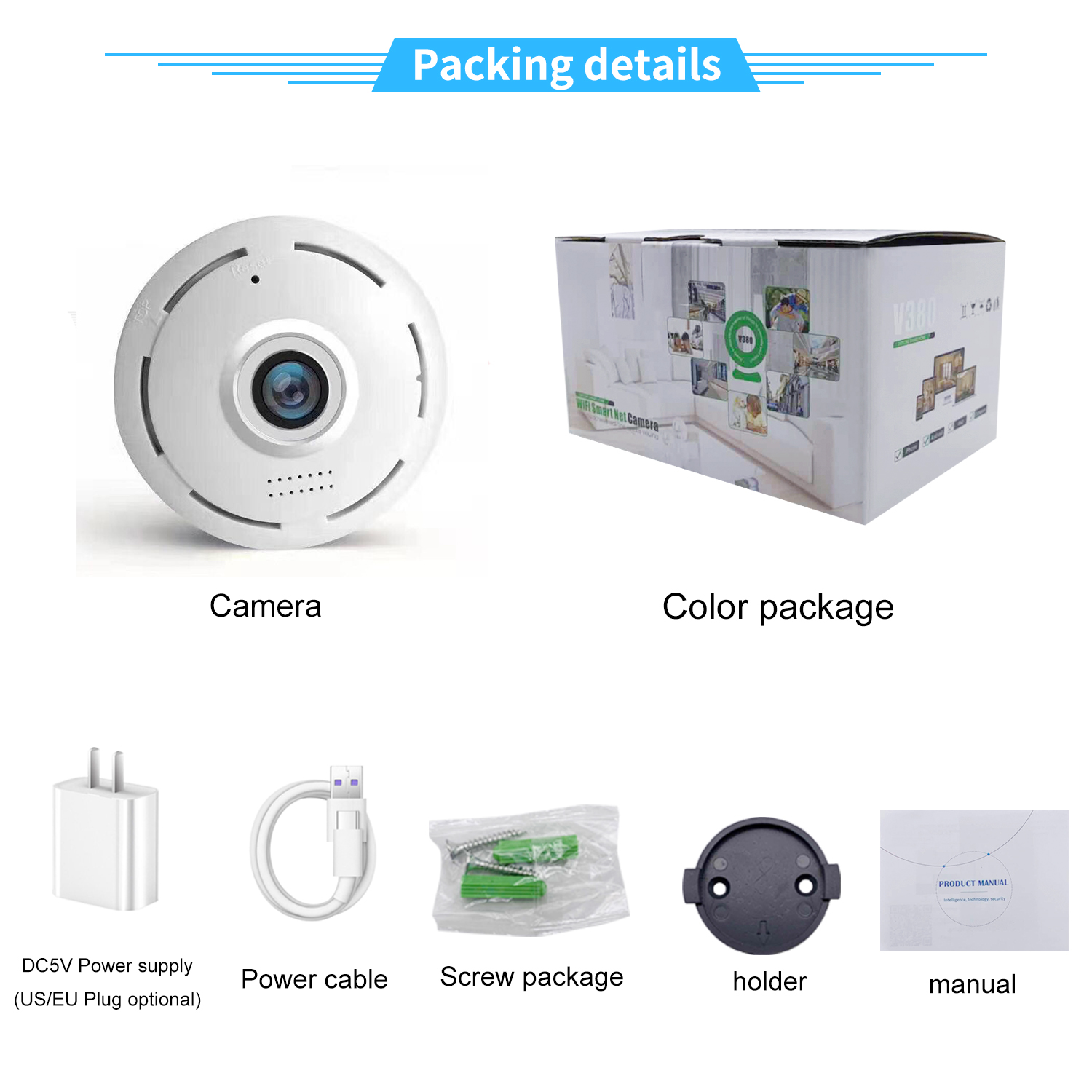 P2P 1080P WIFI Camera 360 Degree Panoramic