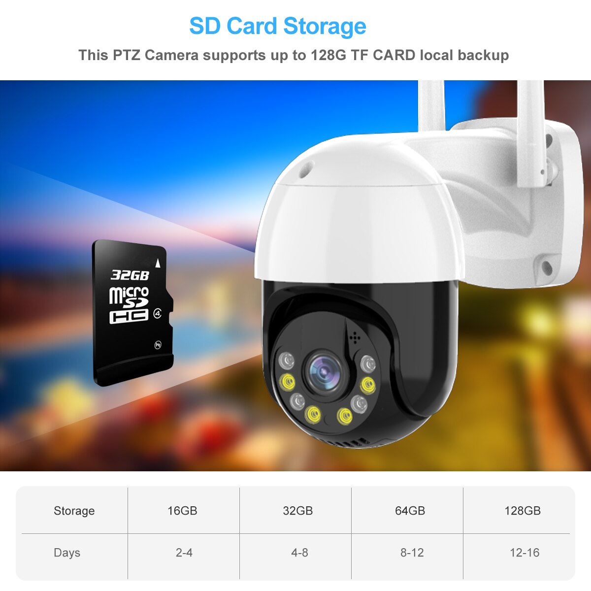 3MP PTZ WIFI IP Camera Outdoor 4X Digital Zoom Night Full