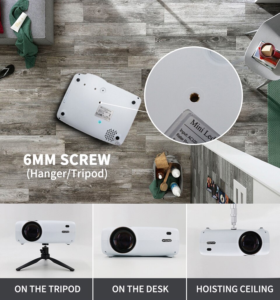 Projetor led wzatco e600 suporte ac3 1080p 4k vídeo Projetor led wzatco e600 suporte ac3 1080p 4k vídeo