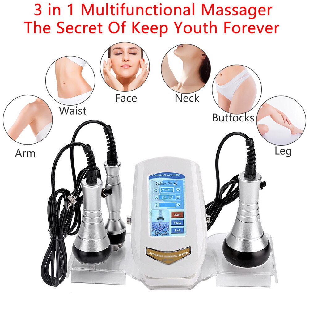 Metal Head 40K Cavitation Ultrasonic Body Slimming Machine Weight Loss Facial Radio Frequency Skin Tightening Beauty Device